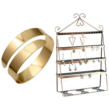 

Newest New Upper Arm Cuff Armlet Armband Bangle Bracelet Gold with Creative Iron Jewelry Rack Nordic Display Stand Gold