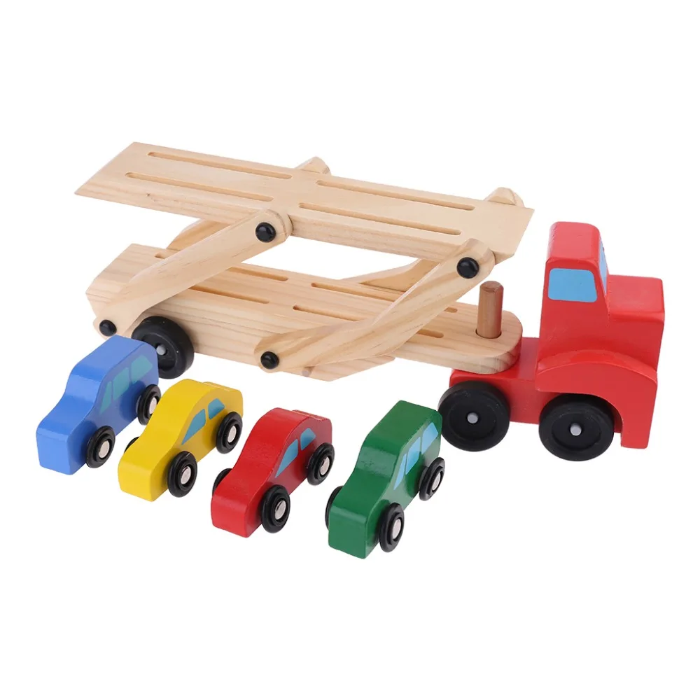 Деревянный, детский обучающие игрушки для детей, двухэтажный прицеп, автомобильная игрушка-транспортер, набор