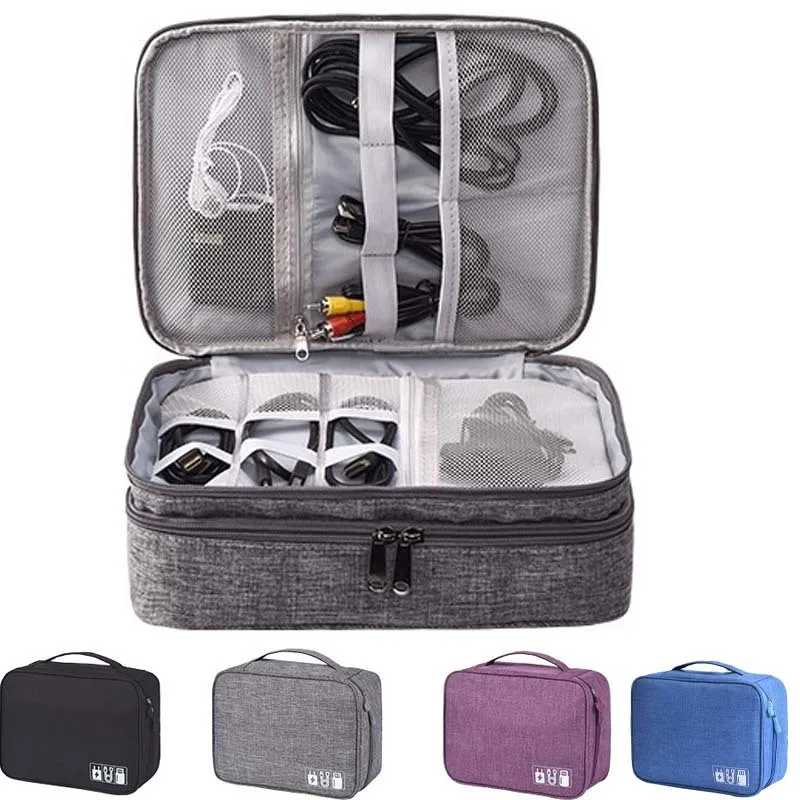 

Portable Electronic Storage Bag Waterproof Data Cable Charger Storage Bag Phone USB Multi-function Digital Package Travel Bag