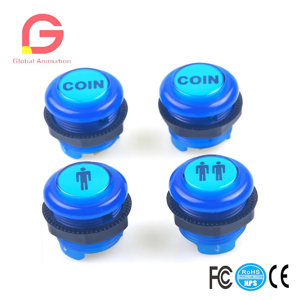 Start Buttons Coin Buttons Push Button Player Coin Operated Games 4 Pcs/lot 5v Led