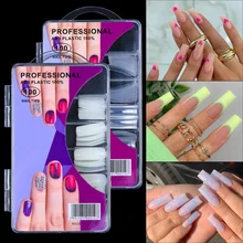 

100 Pieces Natural Transparent Color Coffin Fake Nails Acrylic Full Coverage Pressing The Middle Length of The Artificial Nail