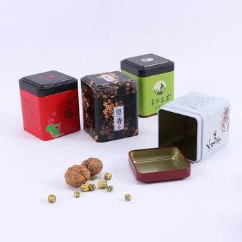 

Mini Tin Storage Box Small Coffee Tea Storage Jar Square Sealed Tea Leaves Iron Packing Box Chinese Style Container Cans