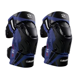 Enhanced Protective Motorcycle Racing Knee Guards with Night Reflective Safety Features - Free size (K01-3-Navy blue)
