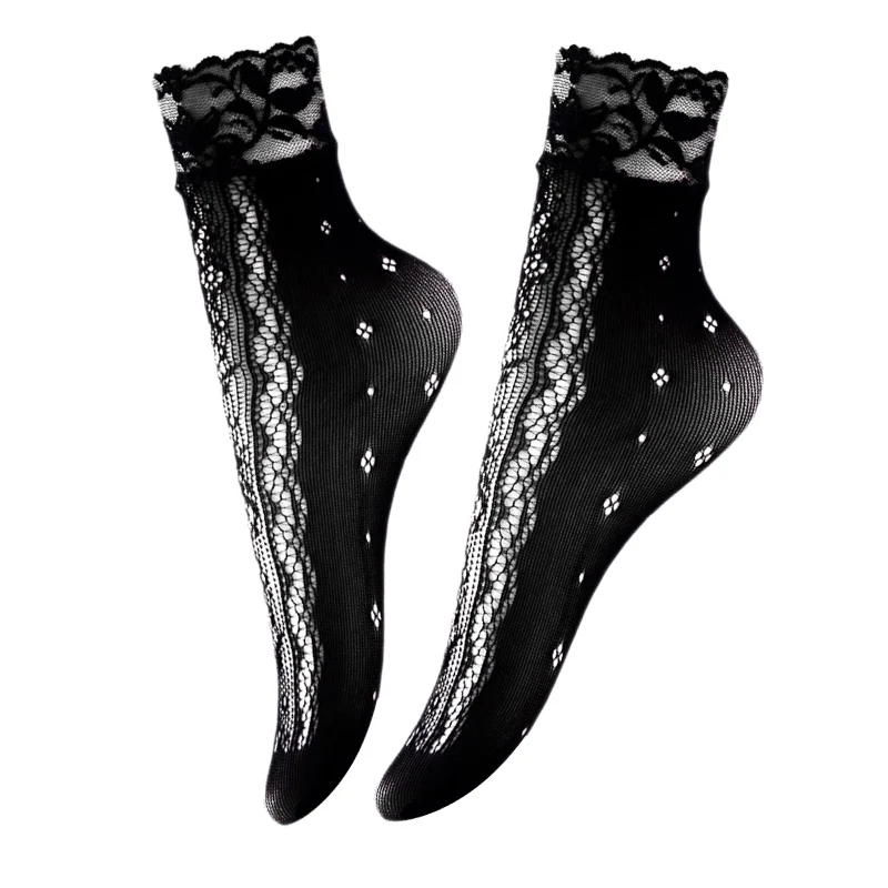 Женские кружевные носки в стиле ретро летние Сетчатые эластичные прозрачные