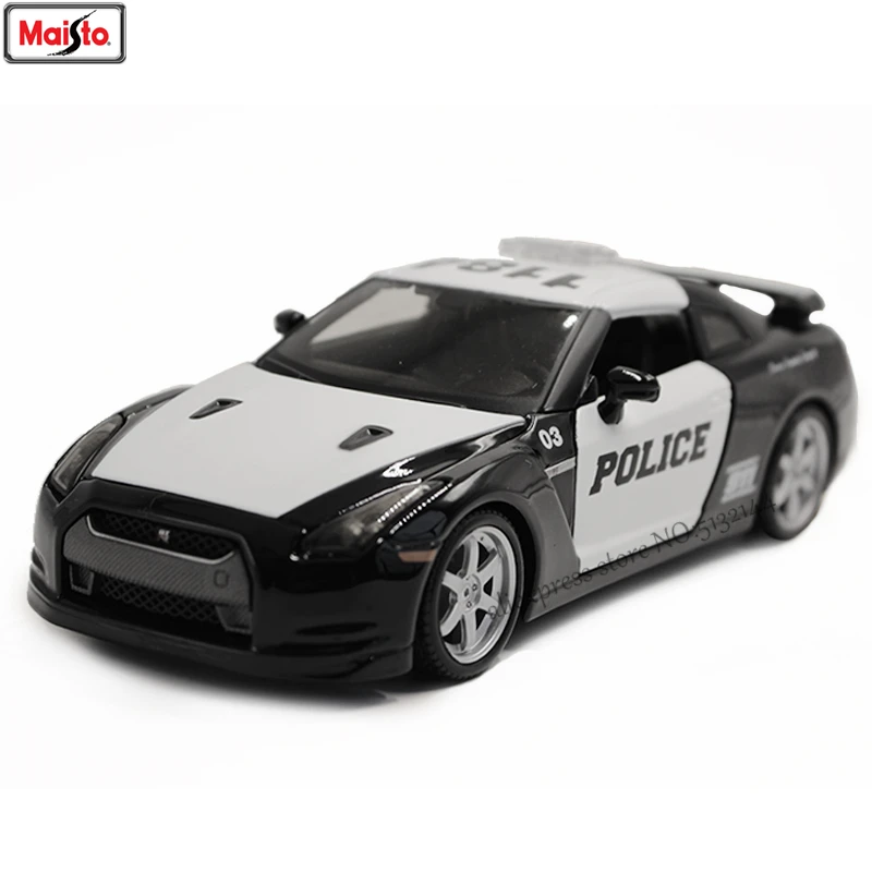 Maisto 1:24 Nissan GTR полиция автомобиль из сплава Авторизованная модель автомобиля