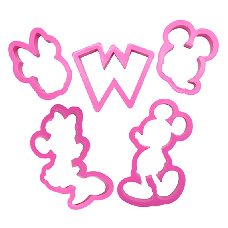 

5Pcs DIY Cartoon Mouse Pattern Cake Mold 3D Cookie Biscuit Stamp Embosser Fudge Cutter Fondant Kitchen DIY Baking Accessories