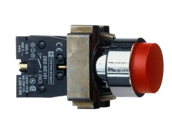 Красная кнопка XB2BL42 XB2BL42C = ZB2BZ102C + ZB2BL4C Ø 22-проецируемый возврат пружины-1NC |