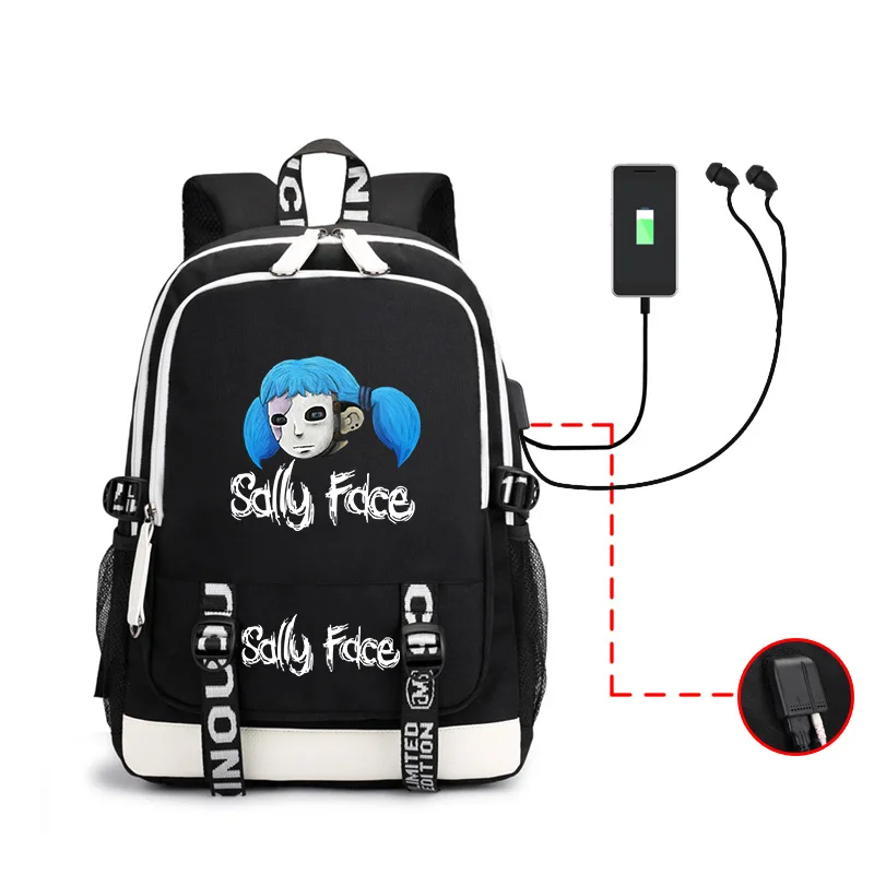 

Sally Face Related Products School Bag USB Headphone Cable Backpack Backpack