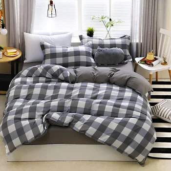 

Thumbedding Lattice Bedding Set Queen Size Simple Classic High End Duvet Cover Grey King Full Twin Single Comfortable Bed Set