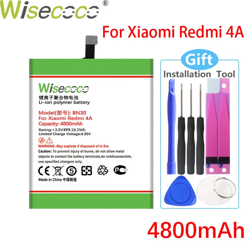 WISECOCO 4800 мАч BN30 батарея для Xiaomi Redmi 4A 4 телефон в наличии высокое качество с номером