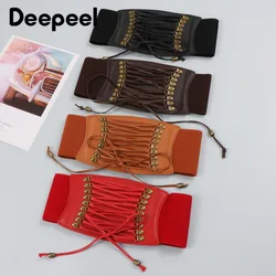 Deepeel 1pc 64*9.3-13cm New Retro Knot Cummerbunds Women's Elastic Waistband Fashion Corset Luxury Decorative Fashion Belts