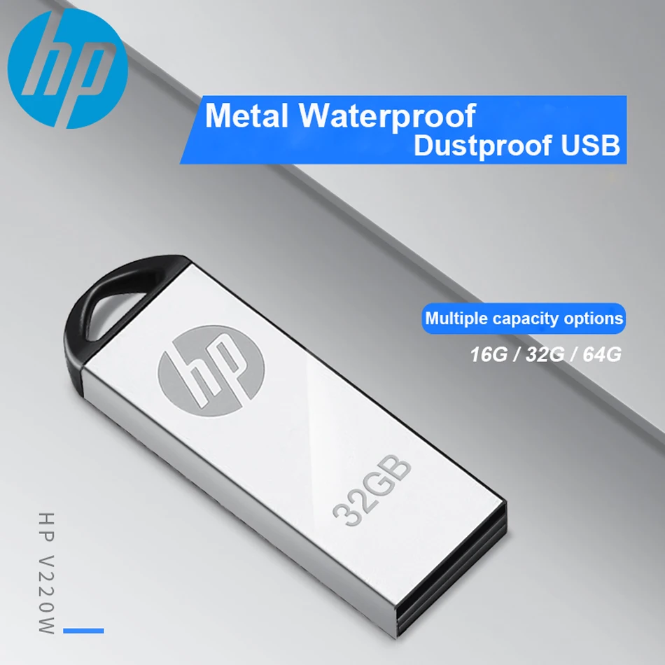 Металлический USB флеш накопитель HP V220W водонепроницаемый пыленепроницаемый