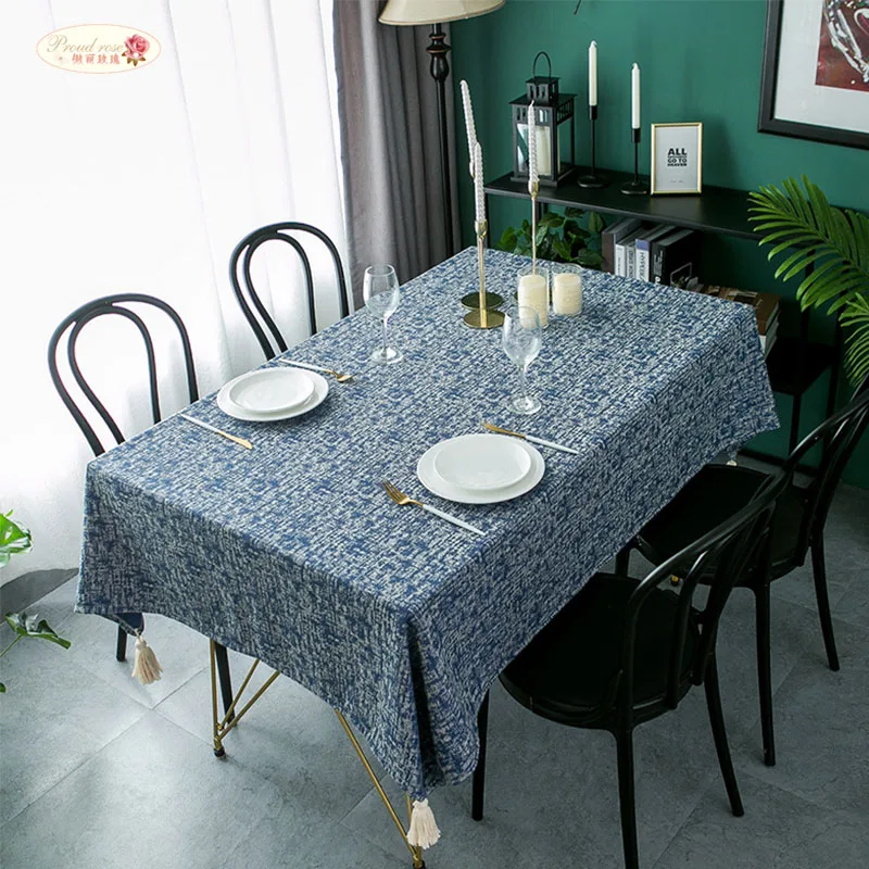 

New bei ou gentry Solid Color Jacquard Fringed sui zhuo bu Rectangular Coffee Table Tablecloth Table Cloth Factory Direct