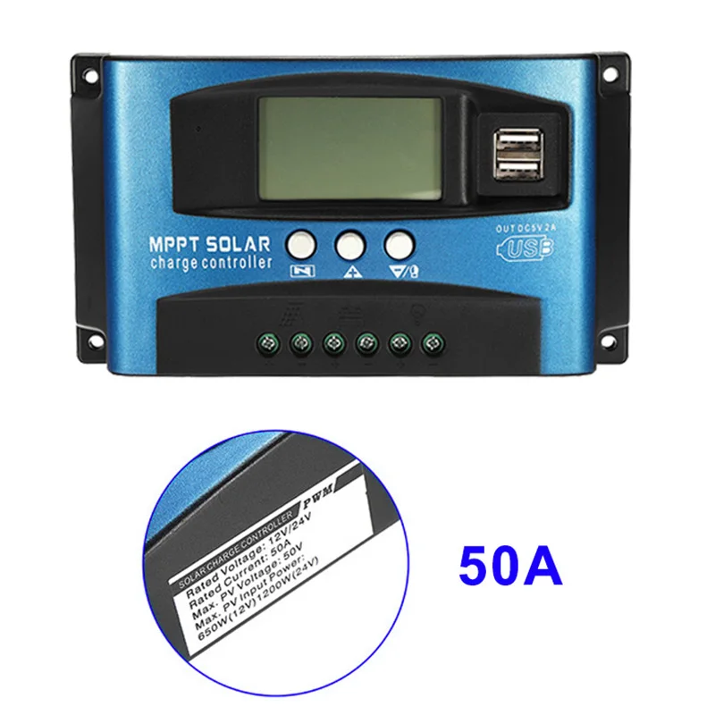 40A-100A регулятор MPPT солнечной панели Контроллер заряда 12 V/24 V Авто фокус устройства слежения SP99 - Сила тока: 50A
