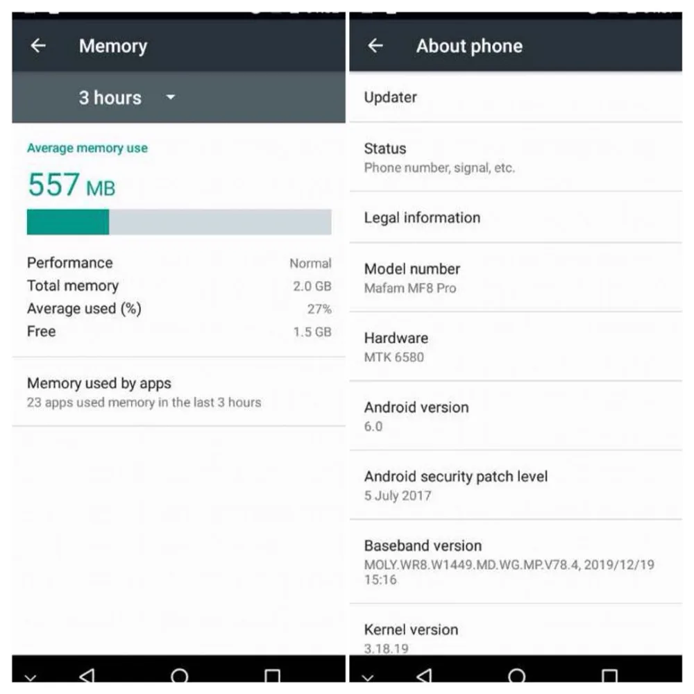 memory about phone