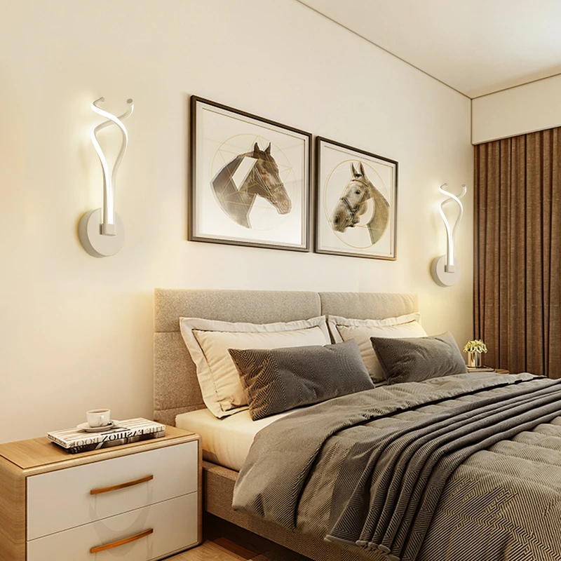 

Modern Minimalist LED Wall Light For Living Room Bedroom Bedside White Aisle Corridor Stairs Decoration Indoor Sconce Lamp