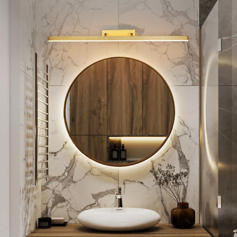 

Nordic light luxury led mirror headlight bathroom waterproof and anti-fog bathroom mirror cabinet modern minimalist fill light v