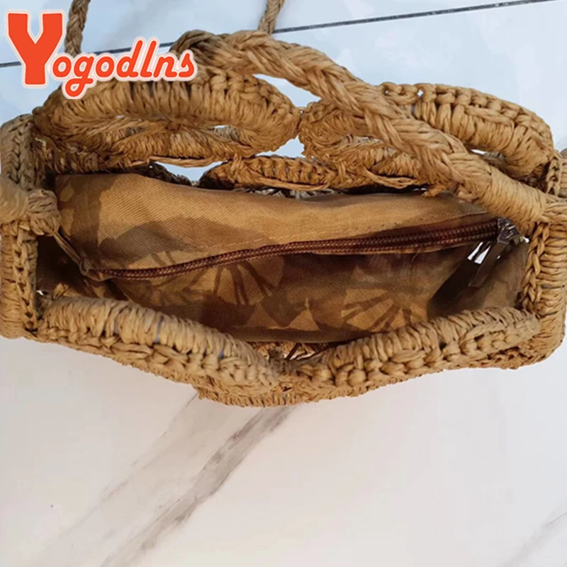 Round Straw Bag Rattan Women Bag Summer Hollow Handmade Messenger Crossbody Bag Beach HandBags Bohemia
