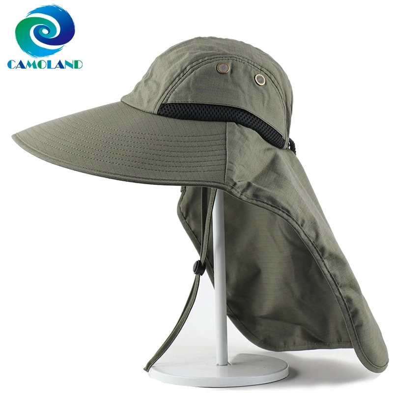 CAMOLAD – chapeau de soleil pour hommes, avec rabat de cou, casquette de  pêche à Long bord, Protection UV en plein air, randonnée, été | AliExpress
