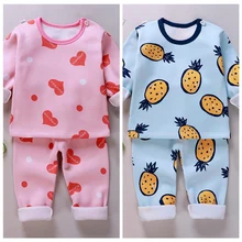 Зимний детский Пижамный комплект для мальчиков и девочек, утепленная бархатная Повседневная Домашняя одежда с рисунком