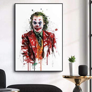 

Joker Movie Watercolor Wall Art Picture Canvas Painting Graffiti Animals Comics Posters and Prints Cuadros for Living Room Decor