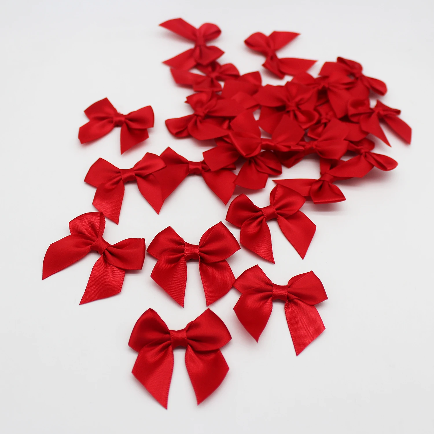 50Pcs Satin Ribbon Bow DIY Decoration Accessories Polka Dot Printed Ribbon Flower 45MM Gold Sliver Edge Satin Bow 5/8"