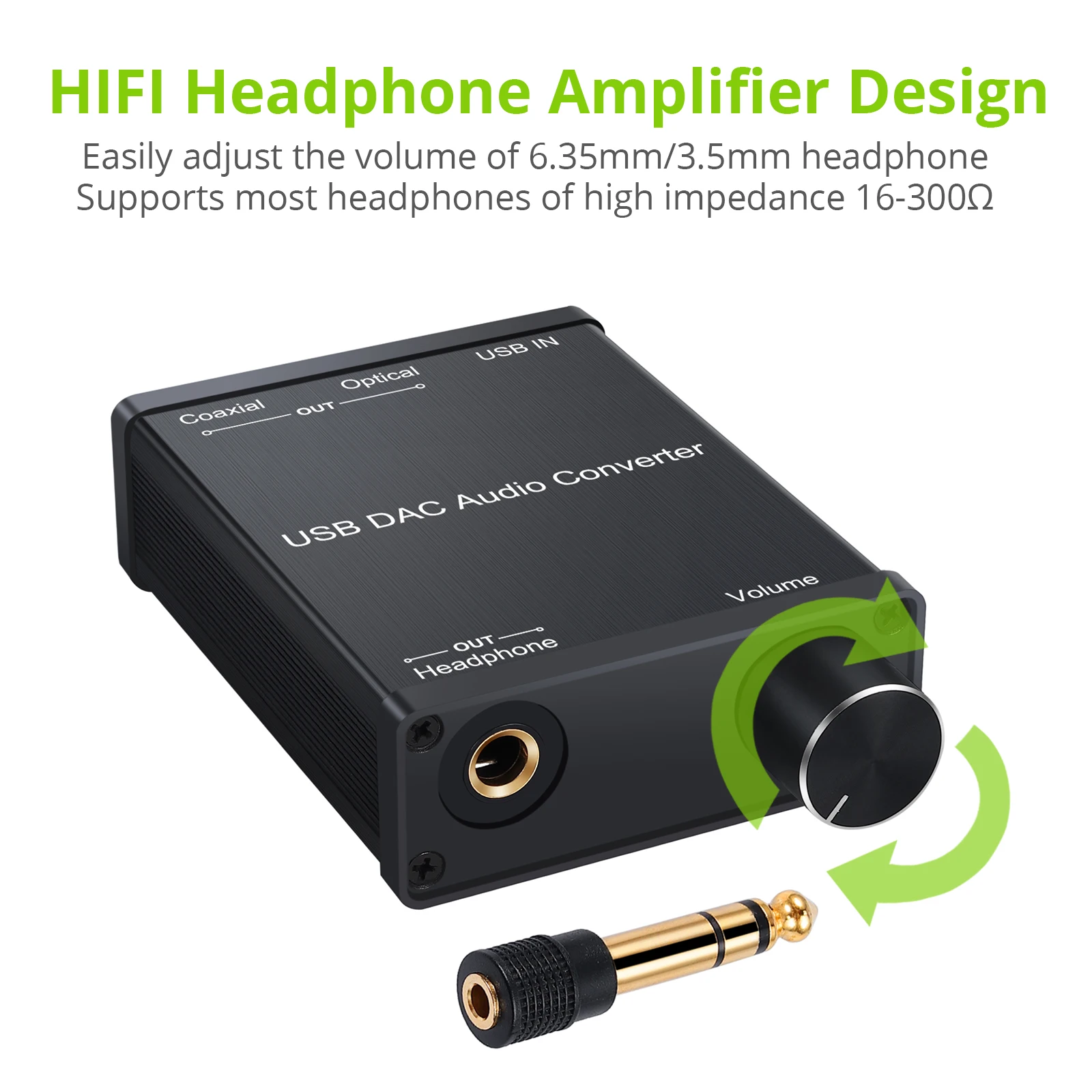 eSYNiC USB DAC Audio Converter with Headphone Amplifier 6 35mm to 3 5mm Audio USB to Coaxial S PDIF Converter Digital to Analog