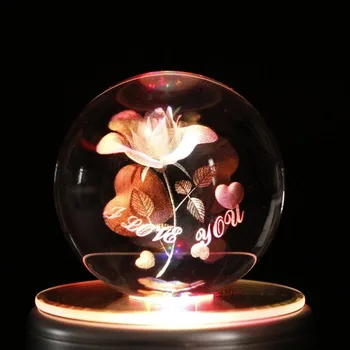 

Beautiful Colorful LED Crystal Ball Music Box Home Decoration Music Box for Children Kids Best Gift Toys With 18 Music
