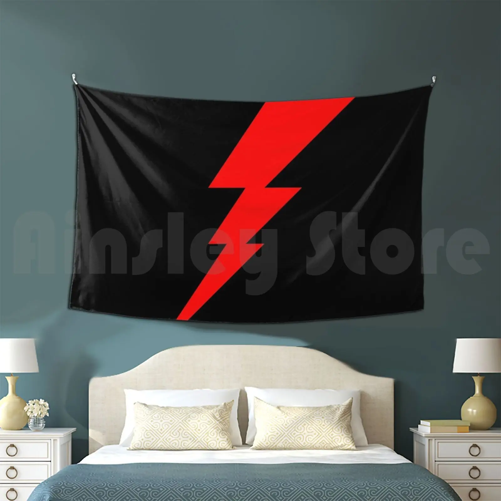 Red Lightning Bolt Tapestry Soggiorno Camera Da Letto Flash Lightning Bolt Freddy Costume Gordon Queen Band Red Thunder