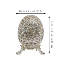 QIFU New Arrival Metal Silver Easter Faberge Egg Crafts Trinket Box Home Decor Gift 1