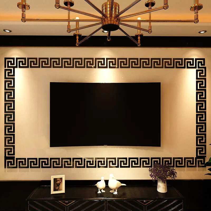 100pcs Labyrinth Waistline Acrylic Mirror Wall stickers for Living room DIY frame Bedroom Bathroom Glass stickers Home decor
