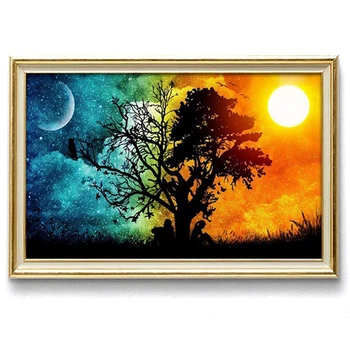 

5D DIY Diamond Painting Wish Tree Sun and Moon Embroidery Craft Cross Stitch Painting Rhinestone Diamante Home Decor