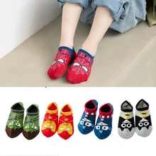 

4Pairs Baby Anime Socks 2-9Y Young Children Super Hero Cotton Soft Short Socks