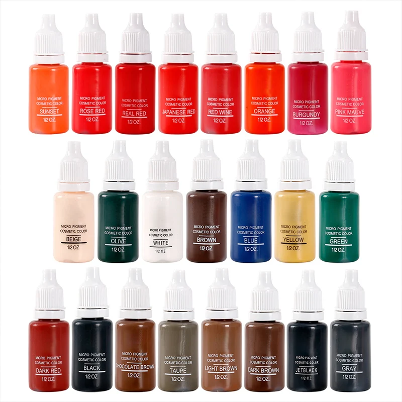 23 color 15ml/bottle Permanent Makeup Color Natural Eyebrow dye Plant Tattoo Ink Microblading Pigments For Tattoos Eyebrow Lips - Цвет: 23 pcs