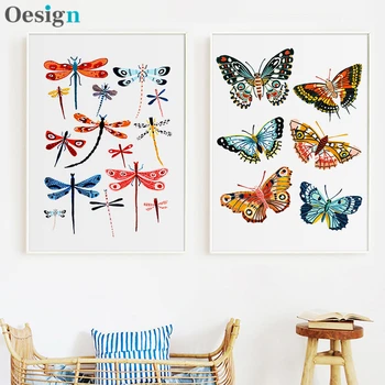 

Wall Art Canvas Painting Butterfly Dragonfly Insect Art Prints Nordic Posters Prints Wall Pictures Baby Kids Nursery Room Decor