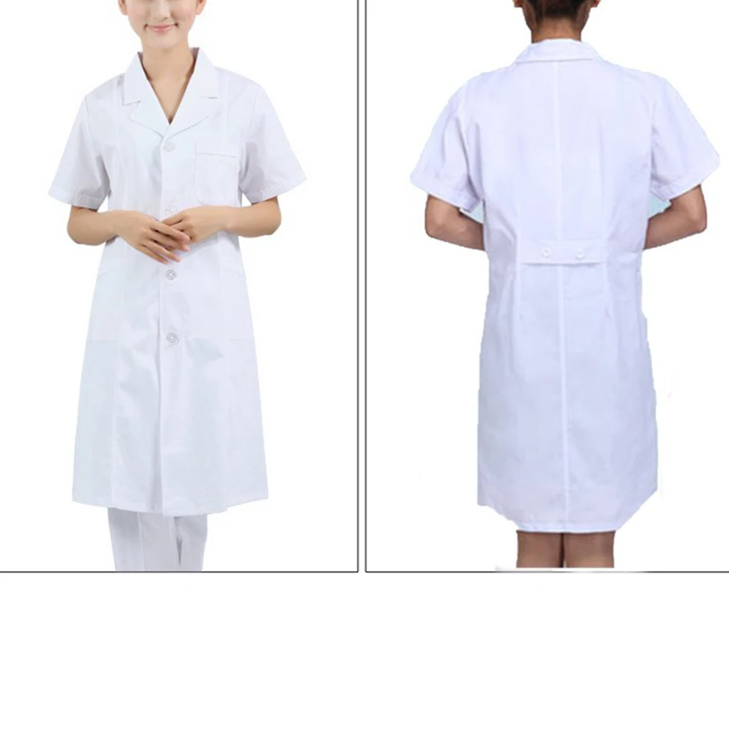 Unisex White Short Sleeve Lab Coat For Nurse Doctor Laboratory Workwear Coat