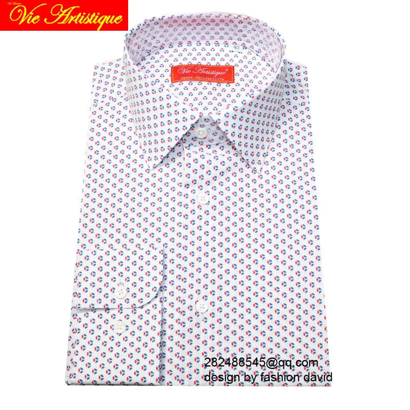 

Рубашка мужская хлопковая с цветочным принтом, деловая формальная, Модная белая, белая, синяя, красная, на заказ