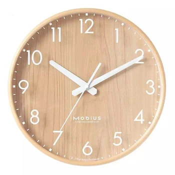 

Nordic Wood Wall Clock Wall Clocks Modern Design Kitchen Living Room Home Decoration Wooden Hanging Watch Silent Round 12 Inch