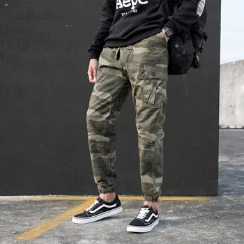 

joggers multi-pocket solid color camo printed camouflage printing causal cargo long Safari jogger pants trousers for men boys