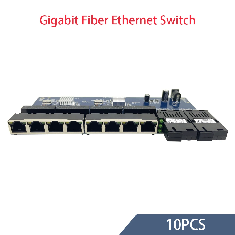 10 шт. гигабитный Ethernet-коммутатор со светодиодный подсветкой 8utp и 2SC 1000 м |