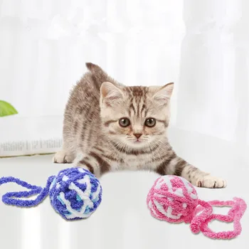 

10 Pcs New Funny Long Tail Fuzzy Cats Wool Ball Toy Colorful Rope Ball Pet Cat Toys Teaser