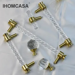 IHOMCASA 2022New Nordic Rural Acrylic Crystal Furniture Door Handles Wardrobe Kitchen Cupboard Drawer Pulls Cabinet Knobs Gold