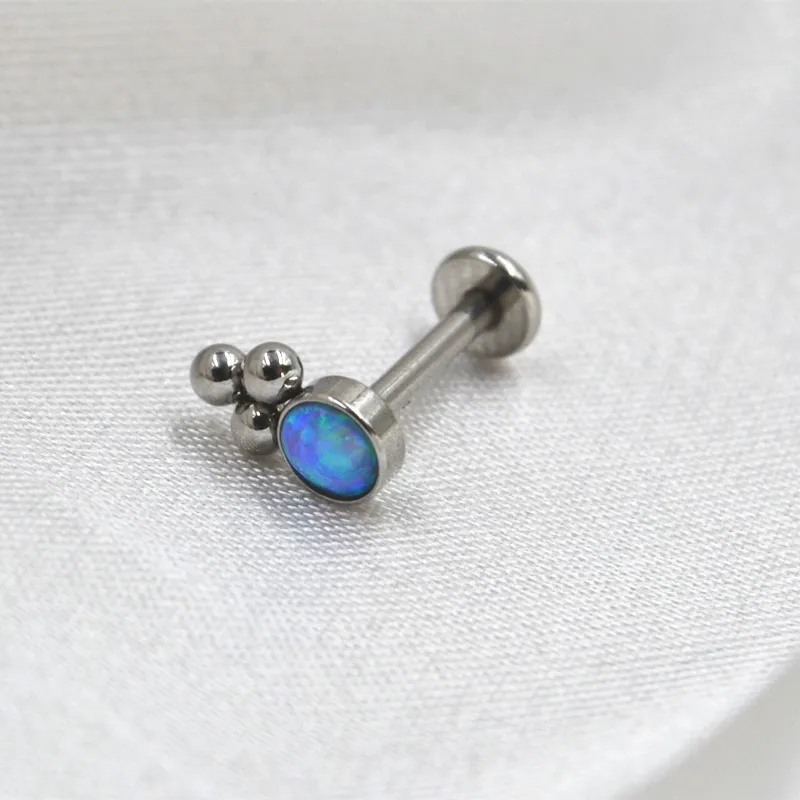 Lot50Pcs Body Jewelry -Opal Stone Balls 16G Lip Labret Ring Bar Monore Studs Piercing Ear Helix Rook Diath Cartilagine Bar