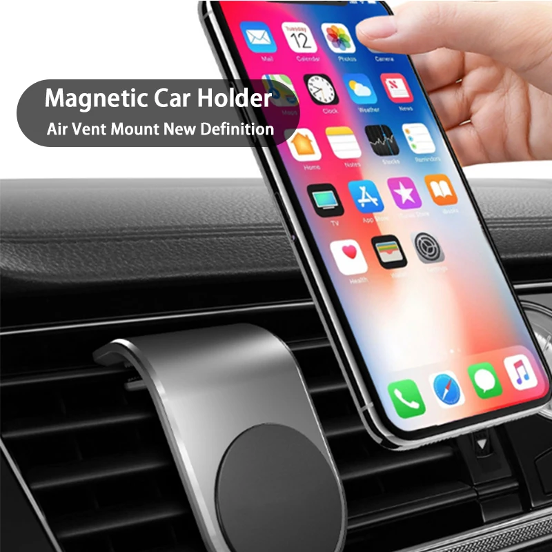 

Magnetic Car Phone Holder L Shape Air Vent Mount Stand in Car GPS Mobile Phone Holder For iPhone 11 XR X 11Pro Samsung S9 Xiaomi