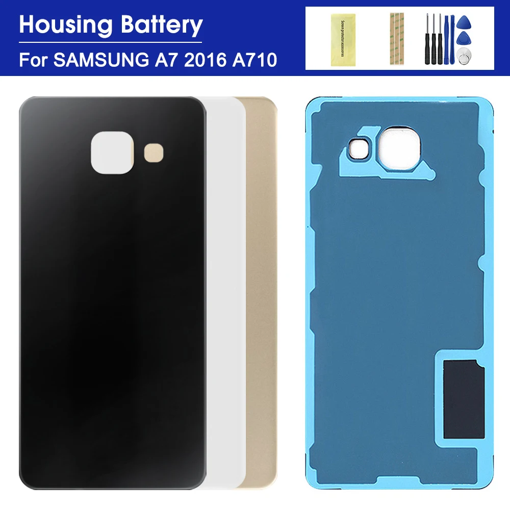 Back Battery Rear Glass Cover For Samsung Galaxy A7 2016 A710 A710F A710FD Door Housing Case | Мобильные телефоны и