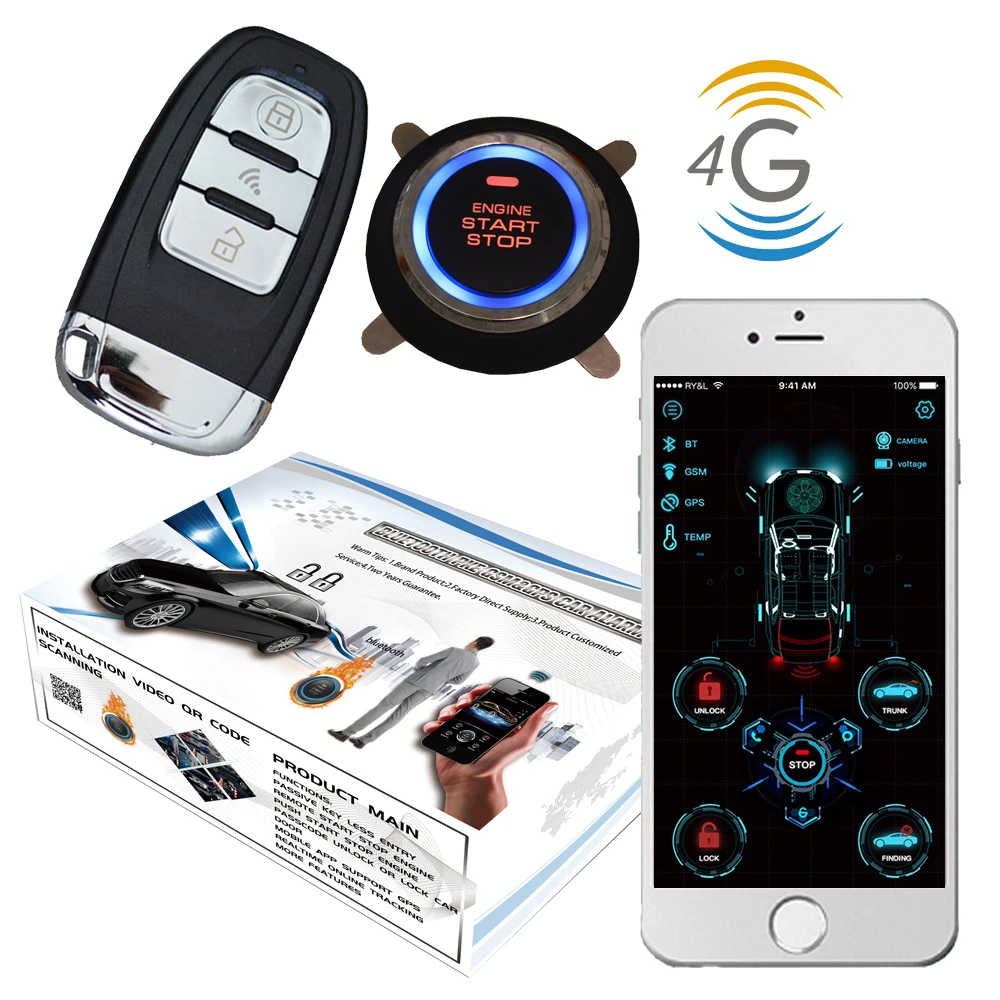 cardot 4G gps Smart Pke Keyless Entry Remote Starter engine Start Stop Car Alarm