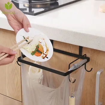 

Door Back Waste Hanger Garbage Bag Holder Rack Iron Storage Shelf With Hook Cupboard Cabinet Kitchen Trash Can Hanging Rubbish