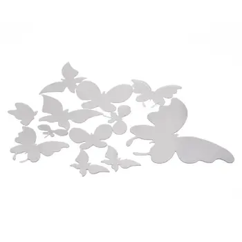

14 beautiful butterfly combination of 3D wall stickers, DIY home decoration mirror Surface Wall Sticker-Silver