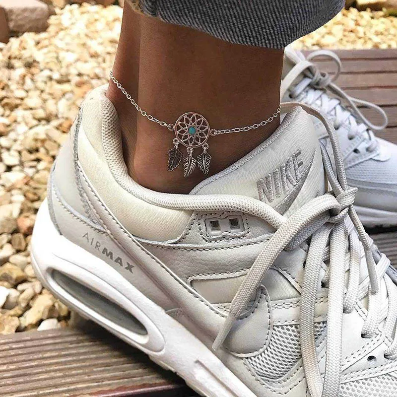 Personality Anklets for Women Foot Summer Beach FeatherTassel Blue Stone Anklets Female Jewelry Gifts Fashion Foot Accessories Personality Anklets for Women Foot Summer Beach FeatherTassel Blue Stone Anklets Female Jewelry Gifts Fashion Foot Accessories