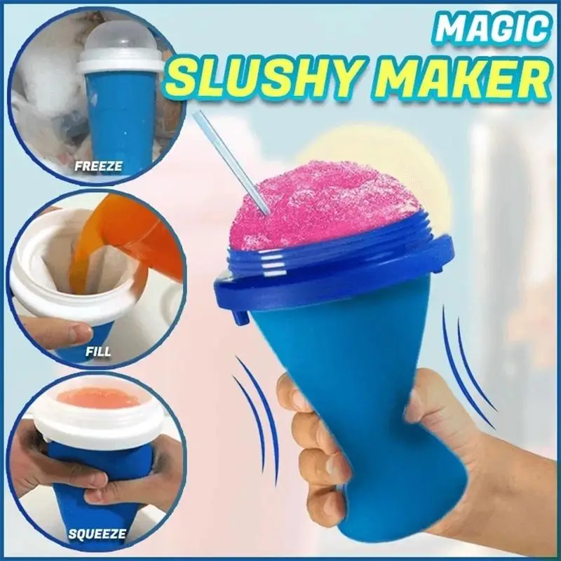 Slushy Maker Cup Frozen Magic Squeeze Cup Travel Portable Double Layer  Silica Pinch Cup Summer Cooler Smoothie Cup Homemade Slushie Milkshake Maker  DIY for Kids & Adults 